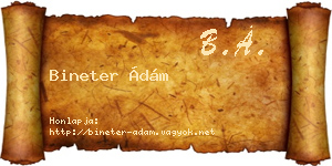 Bineter Ádám névjegykártya